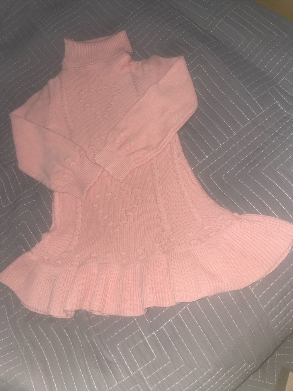 Pink Turtleneck Knit Sweater Dress & summer flower pants size 7/8